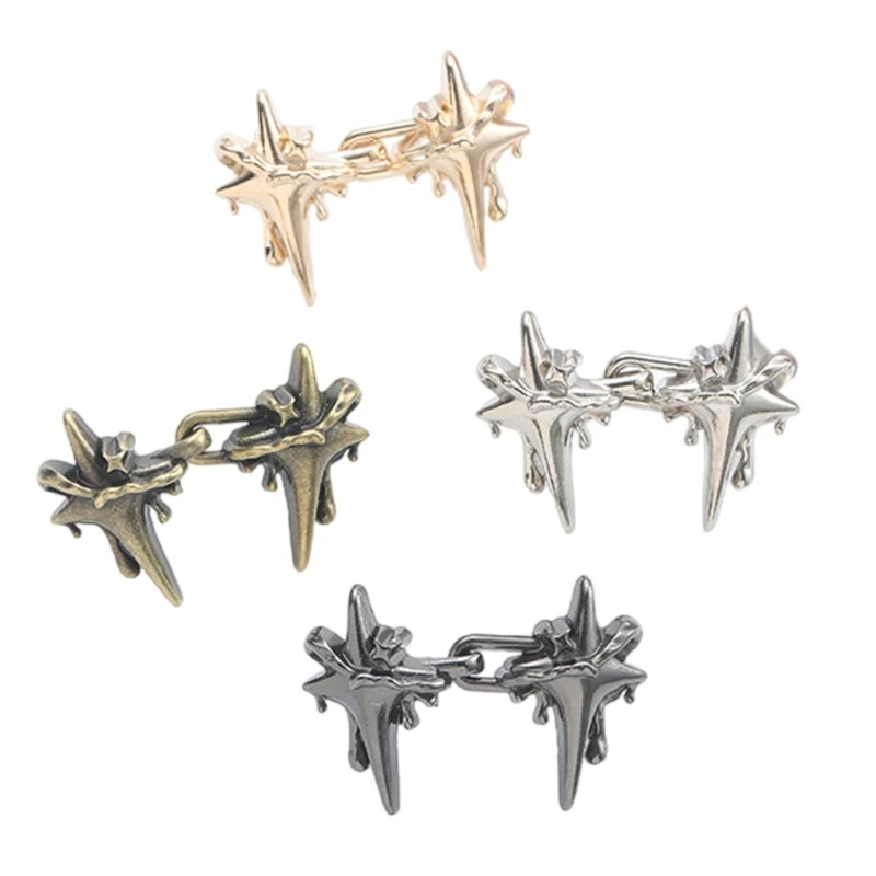 3Pieces Crossed Star Waist Tighten Pin for Pants Jeans Metal Waist Cinching Button Clasp Brooch Clip Waist Fitness Clip