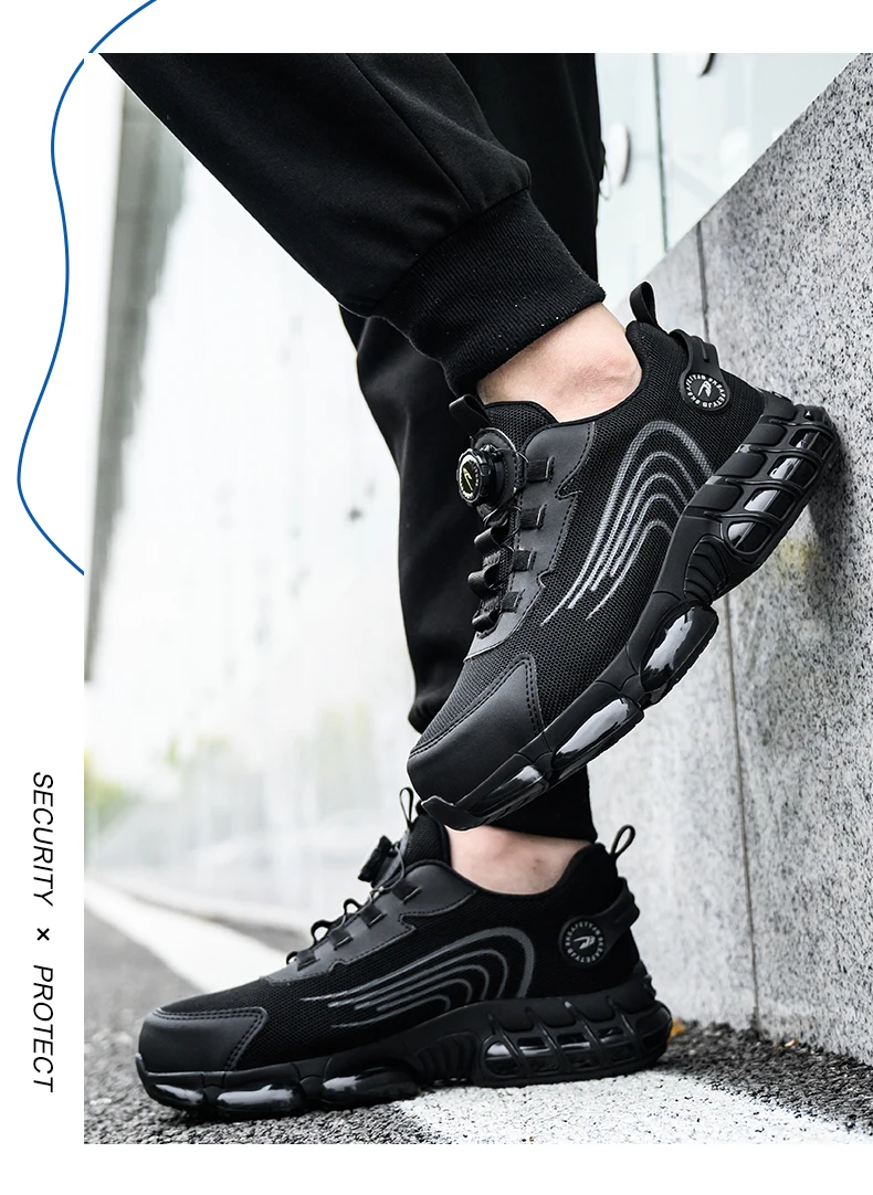 Rotierende Knopf Sicherheitsschuhe Männer Stahlkappe Sneaker Air Kissen Arbeit Mann Pannensichere Arbeitssicherheit Industrielle Schutzschuhe – Detail 22