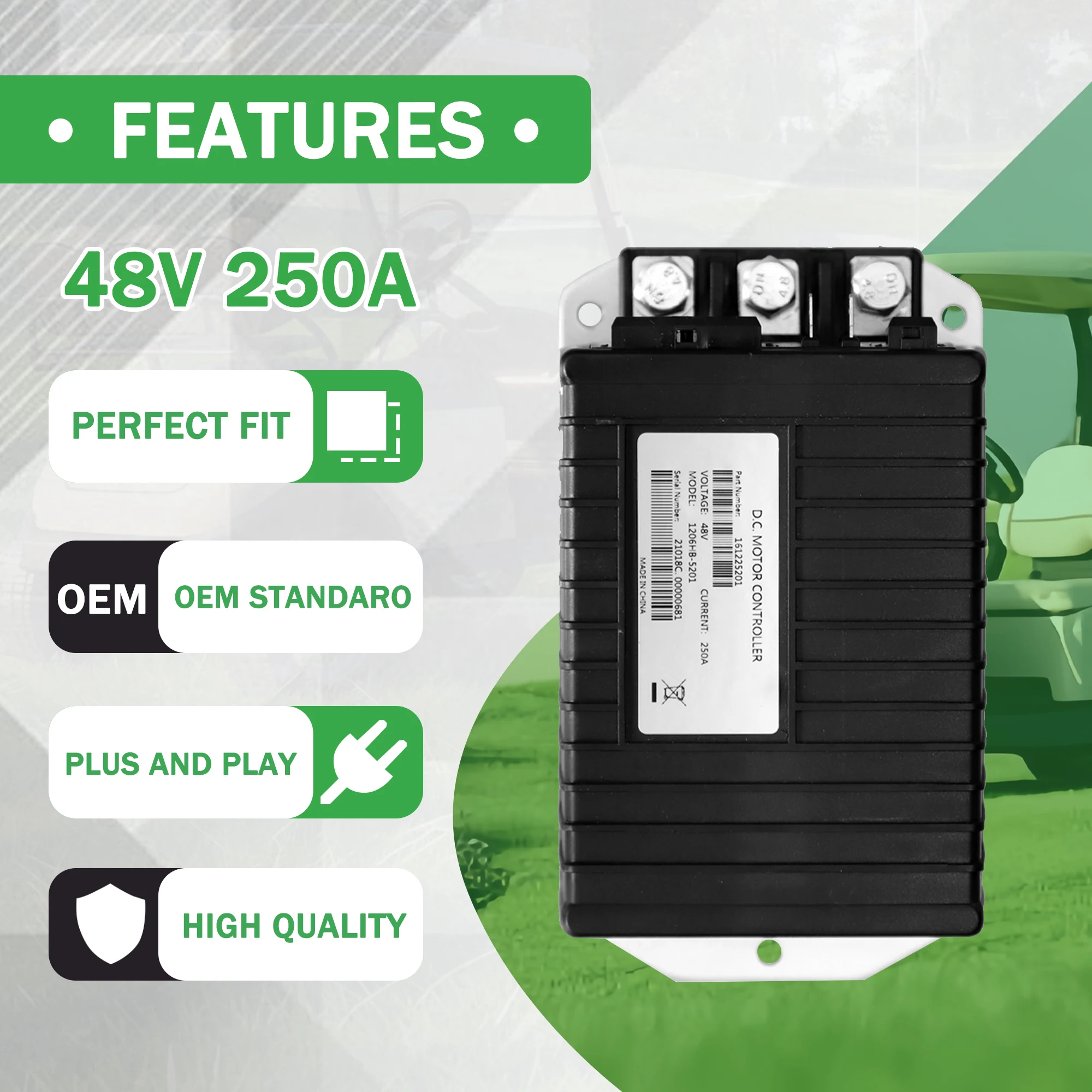 1206HB-5201 48V 250A Motor Controller for 2010-2025 EZGO TXT Express Golf Carts,  ITS Throttle Controllers Fits  MPT 800/1000