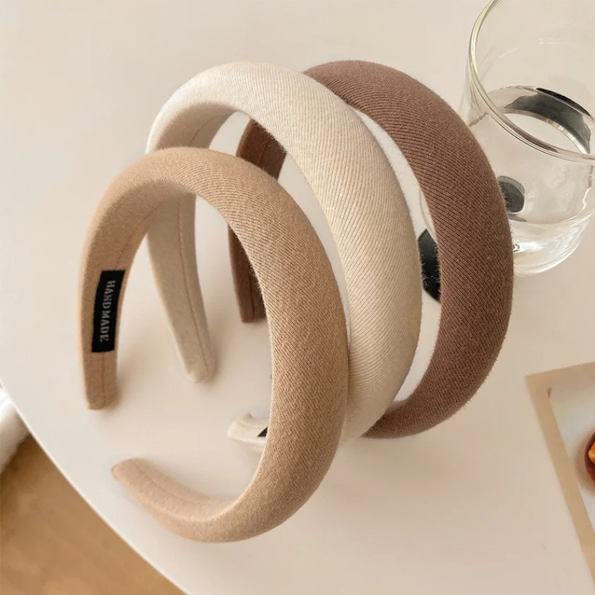 Neue graue Stirnbänder Retro gestrickte Schleife Wolle breites Haarband für Frau Mädchen elegante Haarband Dame Winter Mode Haarschmuck – Detail 9