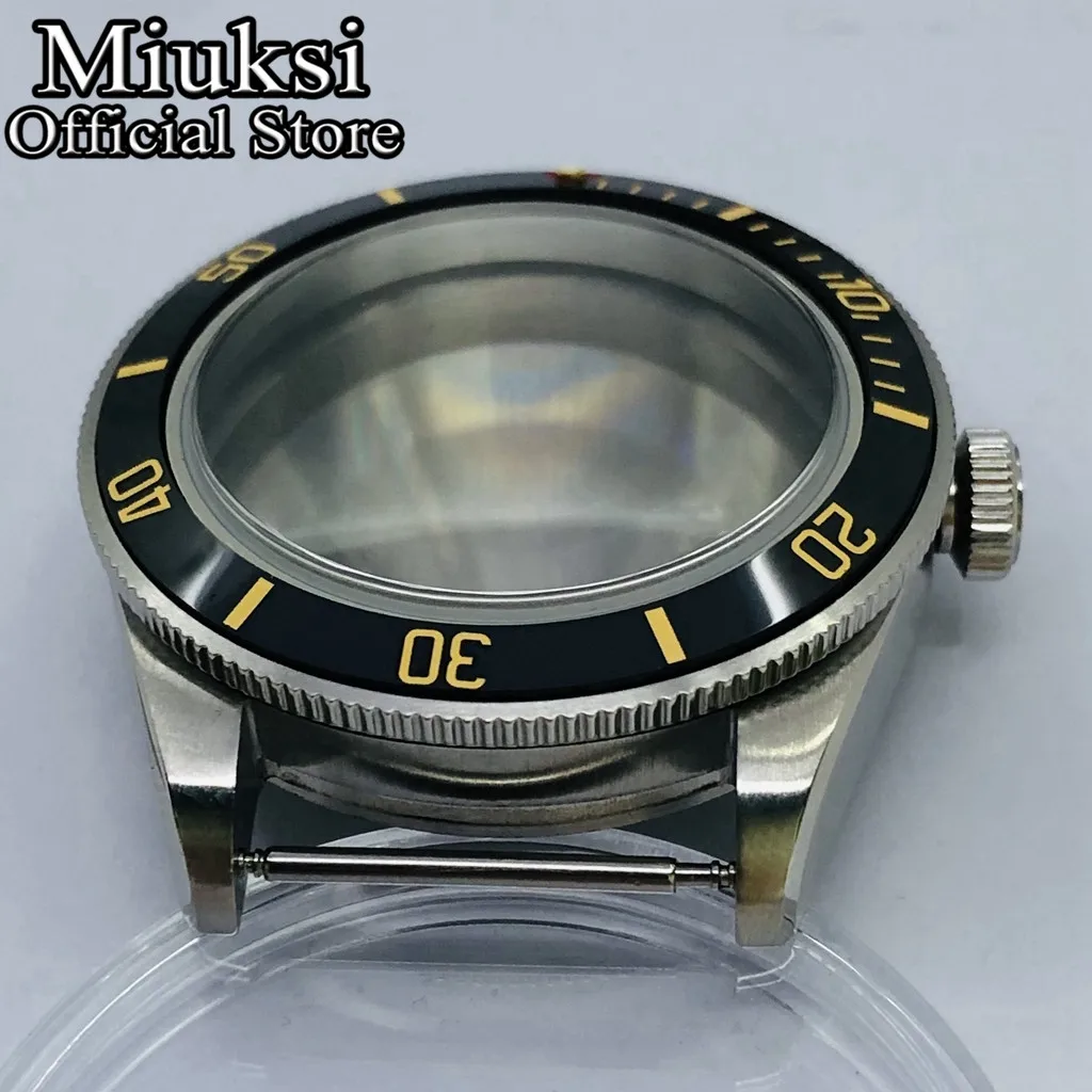 Miuksi 39mm caixa de relógio estéril prateada vidro de safira cúpula ajuste NH35 NH36 NH34 ETA2824 PT5000 movimento