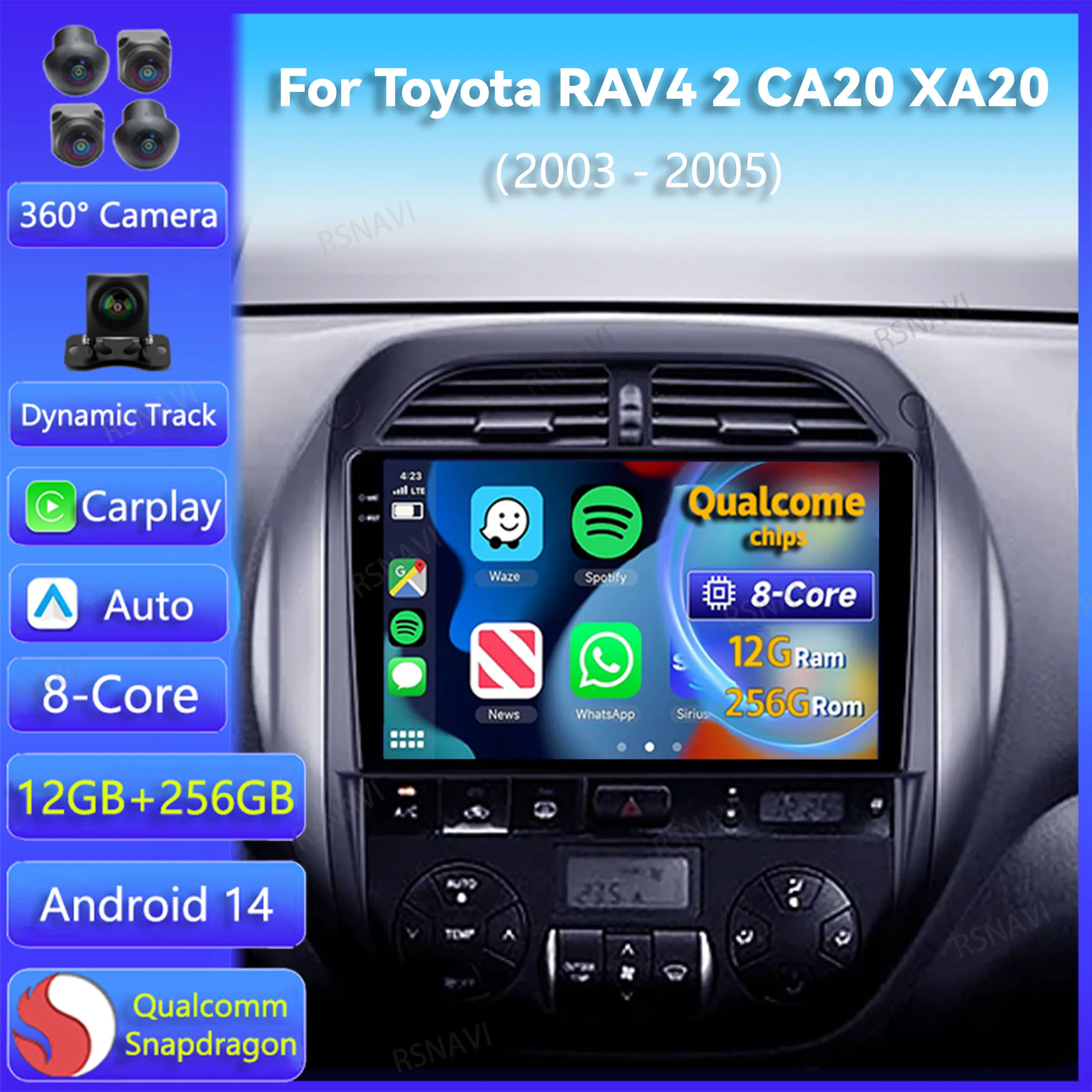 

Android 14 Carplay Auto For Toyota RAV4 2 CA20 CA20W XA20 2003 2004 2005 Car Radio DSP Player Video DVD 2Din Stereo Head Unit BT