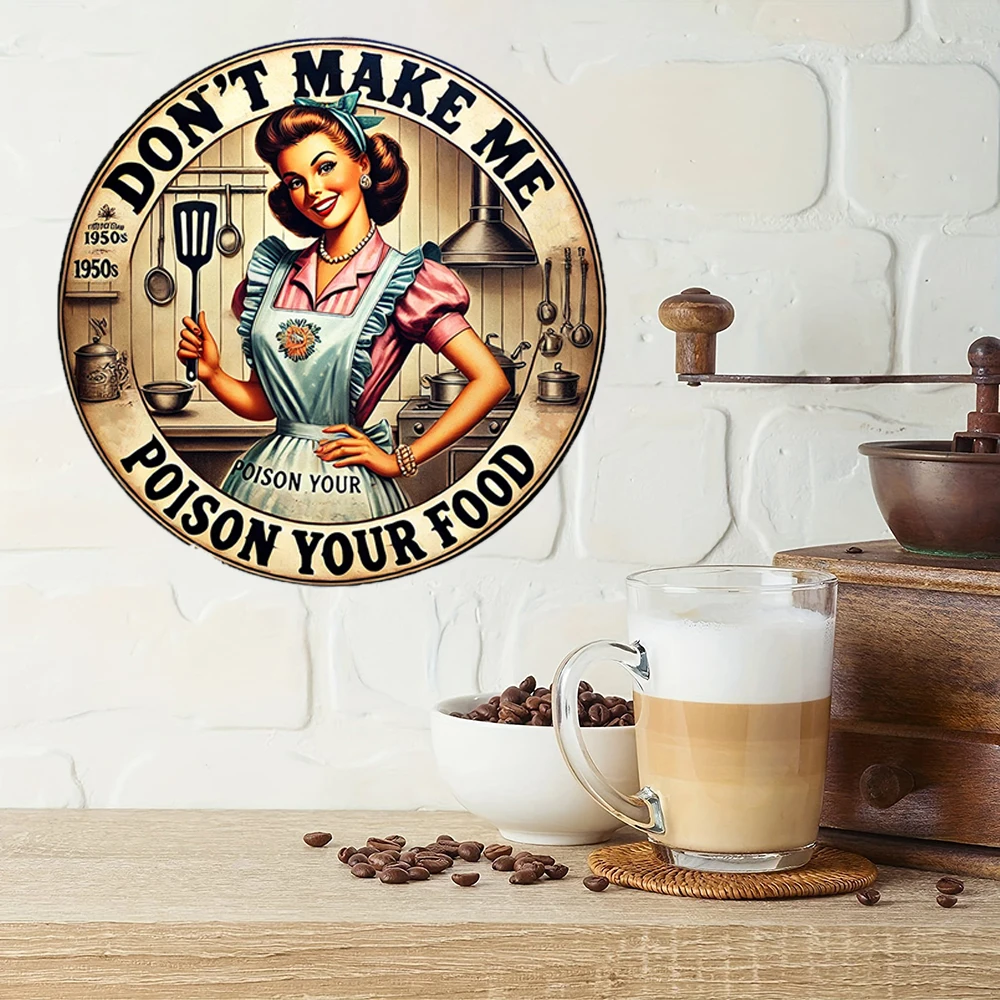 1pc Vintage Kitchen Wooden Sign: Don't Let Me Poison Your Food - 20X20 cm (7.8X7.8 in) wooden flat deco sign for homes