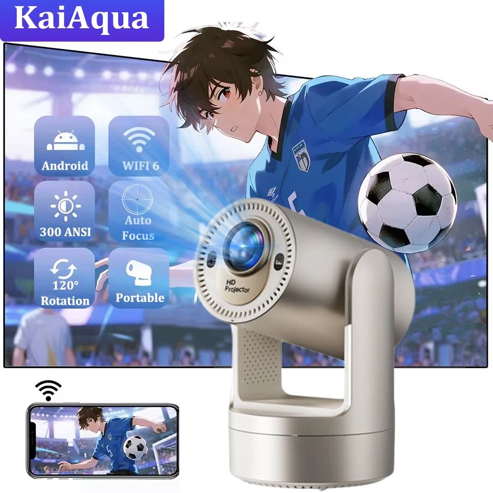 HY7 300ANSI 4K Portable Projector 1080P Support Auto Focus  Android Full HD Cinema Home Theater WiFi6 Outdoor Party Projectors