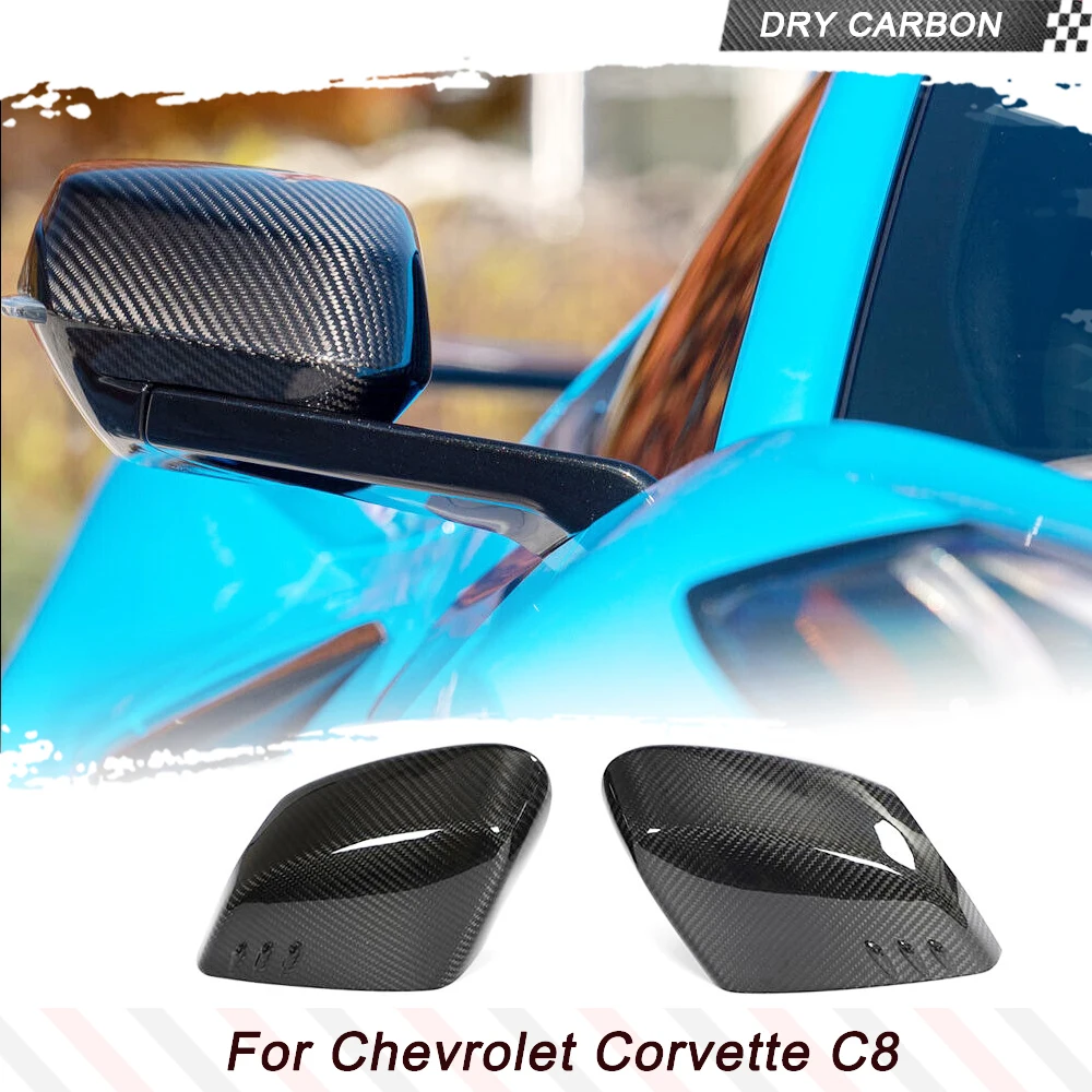 For Chevrolet Corvette C8 Stingray 2020UP Real Carbon Mirror Cover Caps Add ON Style Real Carbon Side C8 Mirror Shell Car Kits