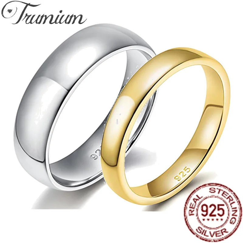 Trumium 4/6mm 925 Sterling Silver Ring High Polish Plain Dome Wedding Band Comfort Dropshiping