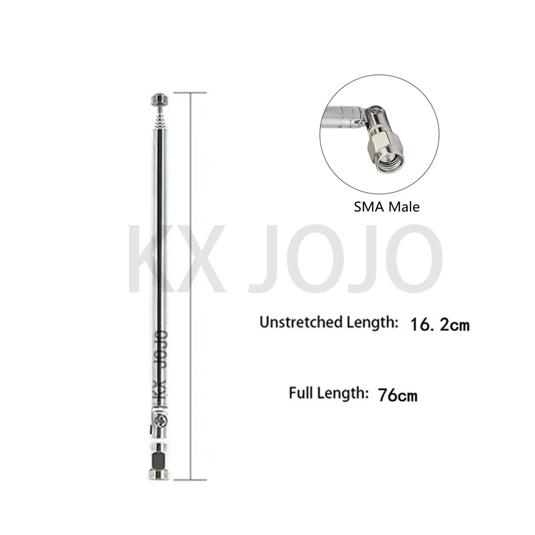 Telescopic Antenna Rod SMA Connector for Radio TV 162mm 7 Sections 1pc