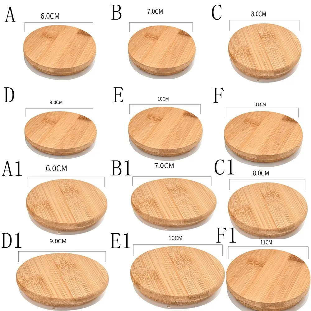 Wood Grain Clear Diverse Sizes Wooden Sealing Ring Reusable Cup Lid Storage Tank Tea Set Accessories Bamboo Cover 4