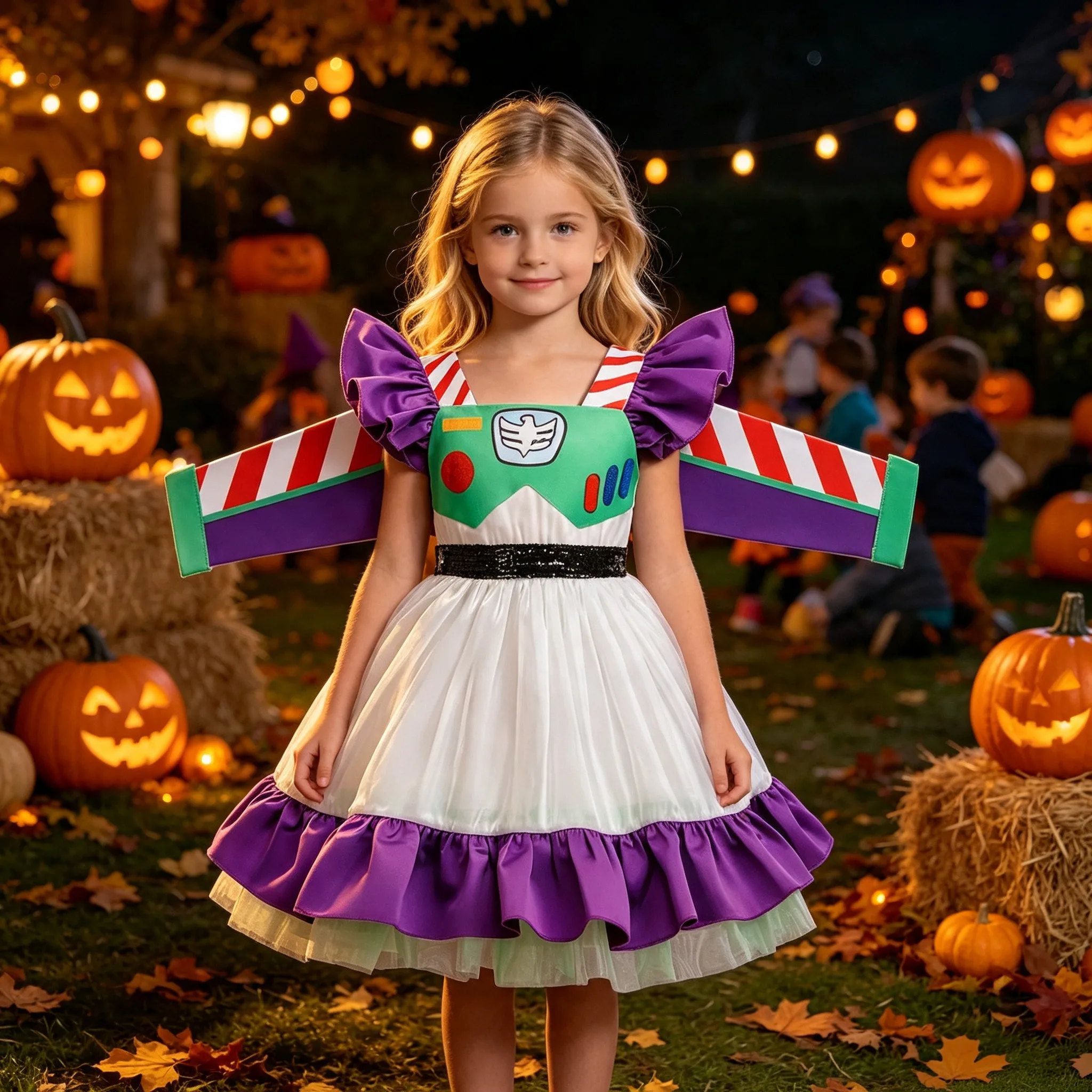 Niedliches Cartoon-Prinzessinnenkleid mit Flügelärmeln und Netzstoff für Kinder und Mädchen, Geburtstag, Halloween-Party, Alltag, Karneval, Kostüm-Outfits