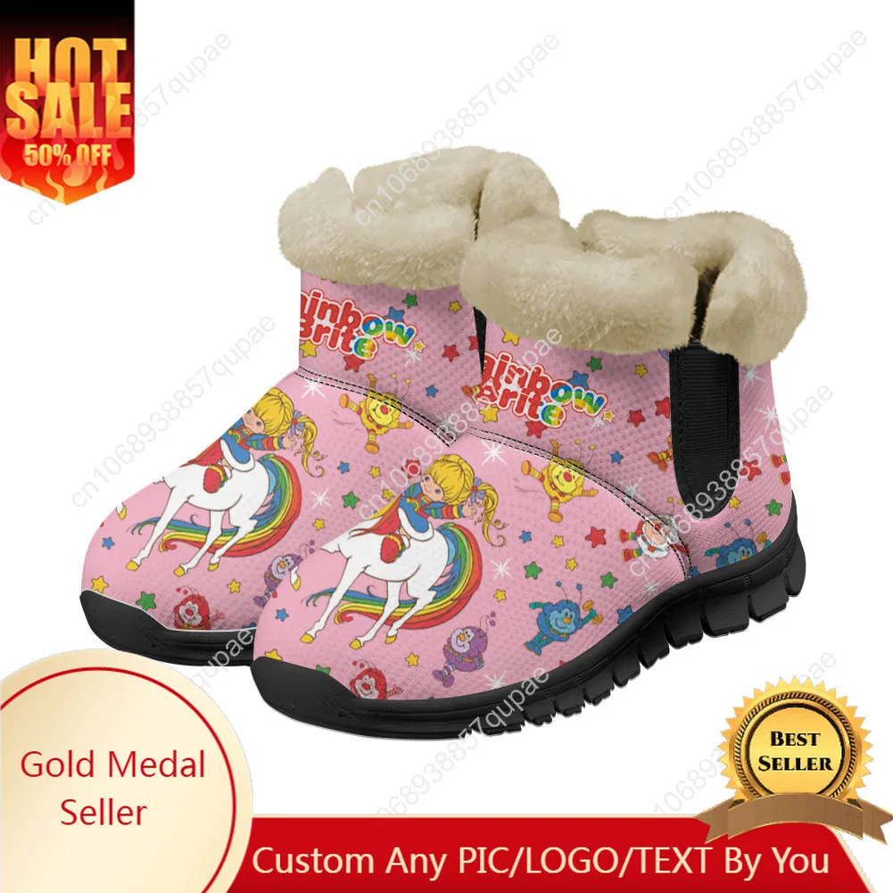 Brite Rainbow Snow BOOTS บุรุษสตรีวัยรุ่นรองเท้าอุ่นคุณภาพสูงสบายๆน้ําหนักเบาคู่กีฬารองเท้าผ้าใบที่กําหนดเอง