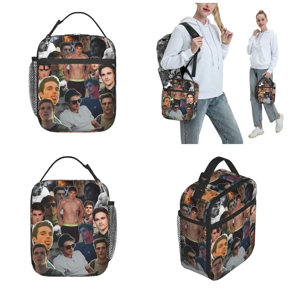 Vintage Jacob Elordi Collage wärme isolierte Lunch-Tasche für die Arbeit tragbare Lebensmittel behälter Tasche Männer Frauen Kühler thermische Lunchbox