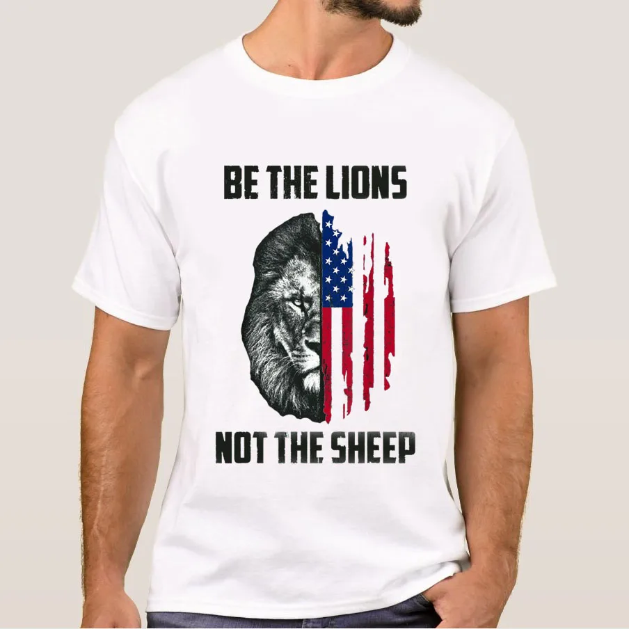 All Cotton Casual Tee Be The Lion Not The Sheep Patriotic Lion American Patriot T-Shirt  For Men X-3XL