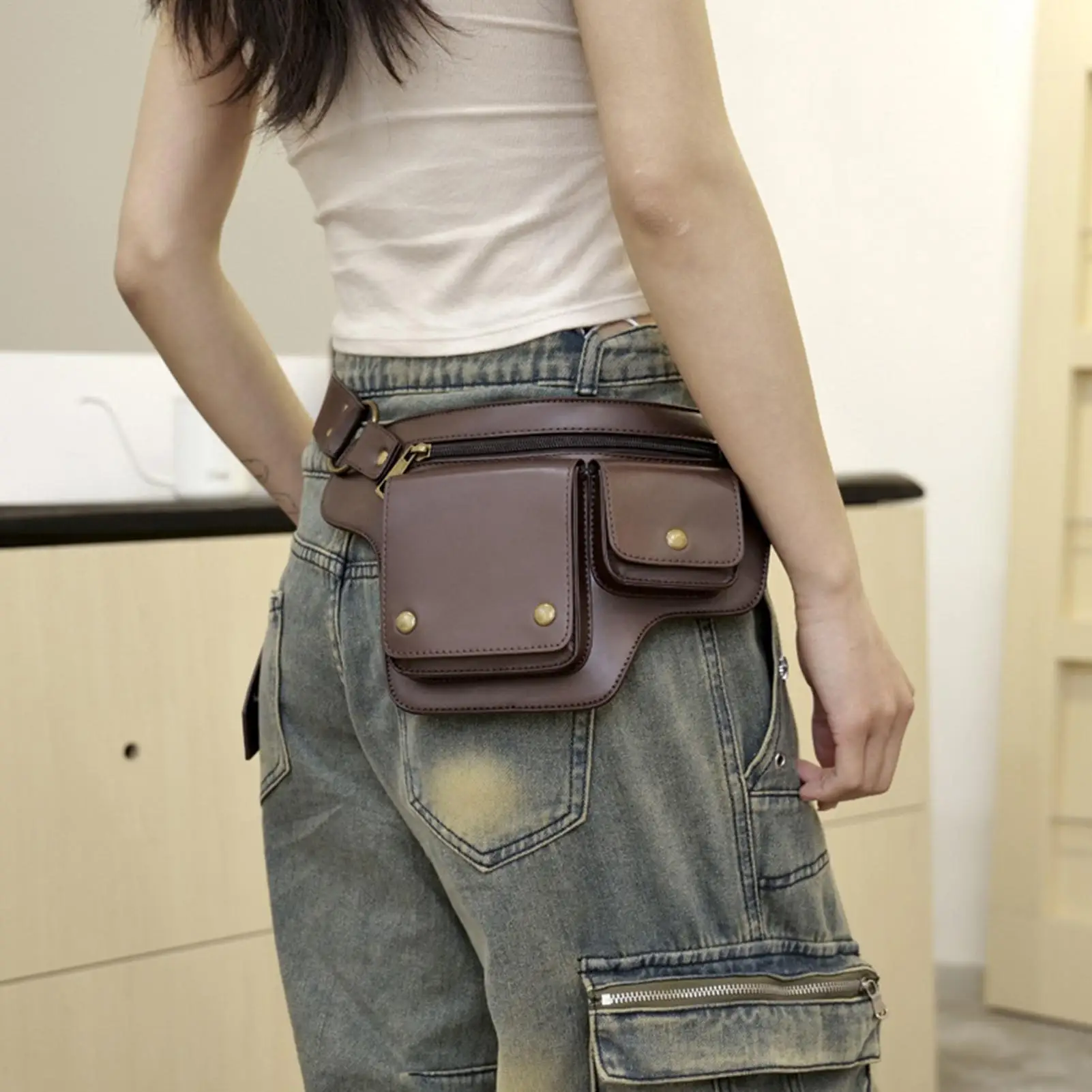 

Medieval Belt Bag Leather Pouch with Belt Loop for Cosplay Costume Pirate Festival Wedding Travel Running Crossbody Phone Bag