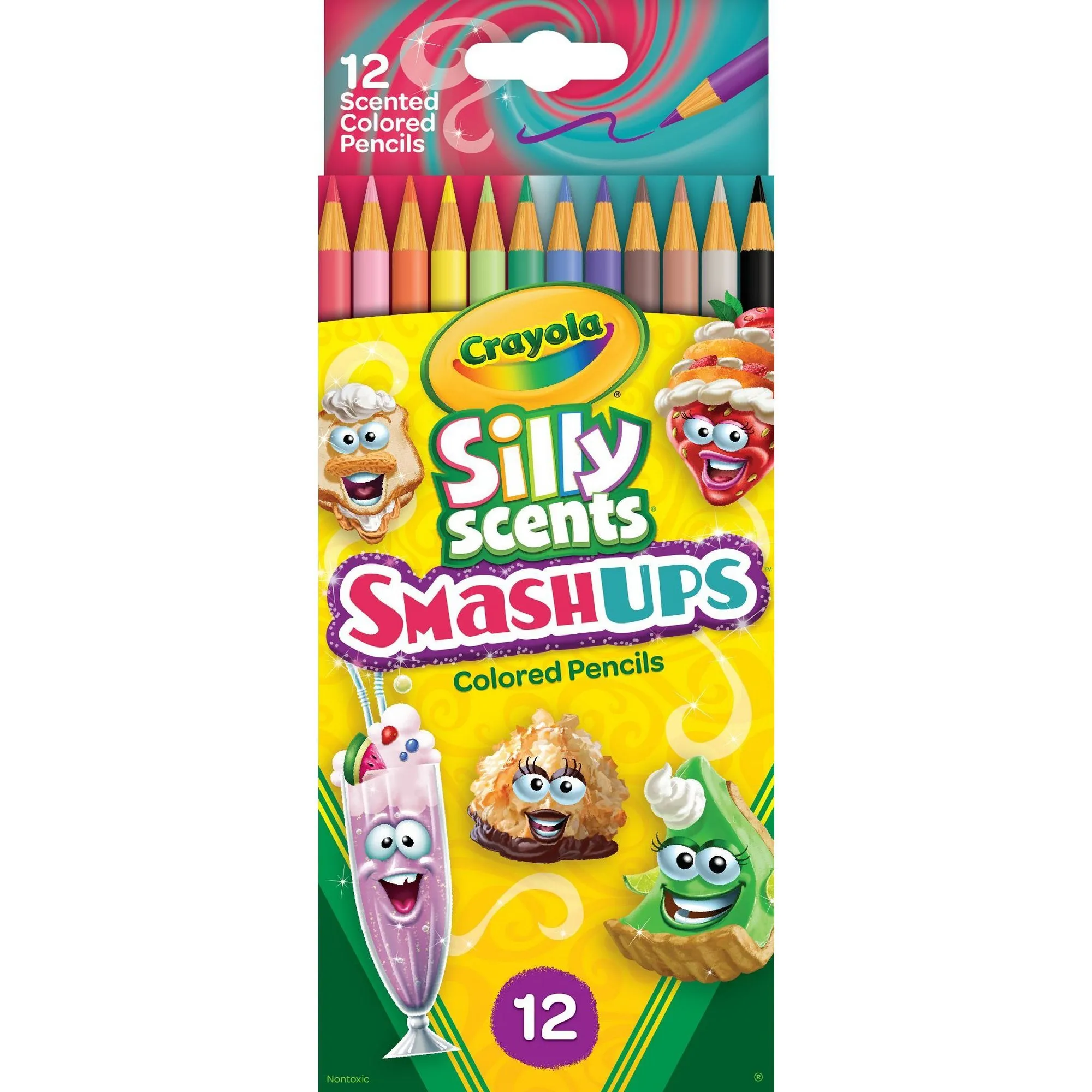 12ct Silly Scent Smash Ups Colored Pencils: Scented Drawing & Coloring Book Supplies for Kids, No. 2 Lead