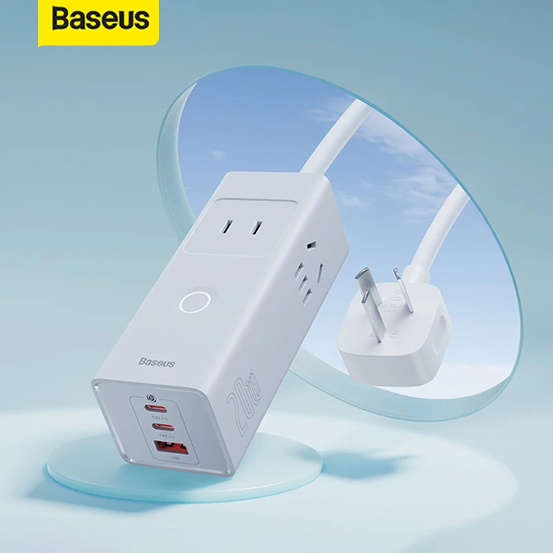 Baseus GaN 30W Charger Fast Charging Gallium Nitride 6in1 Usb Typec PD 1.5m Extension Socket Quick Charge for iPhone Huawei