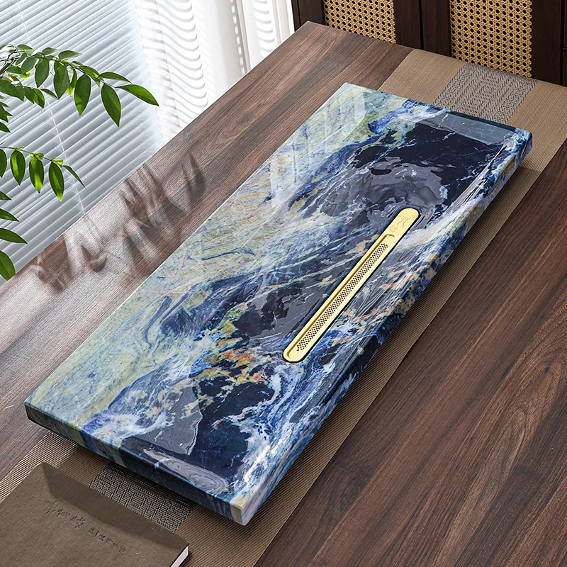 Marble Coffeeware Tea Tray Serving Drainage Chinese Drip Valet Pot Tea Tray Rectangle Hospitality Bandejas Home Decorationgs