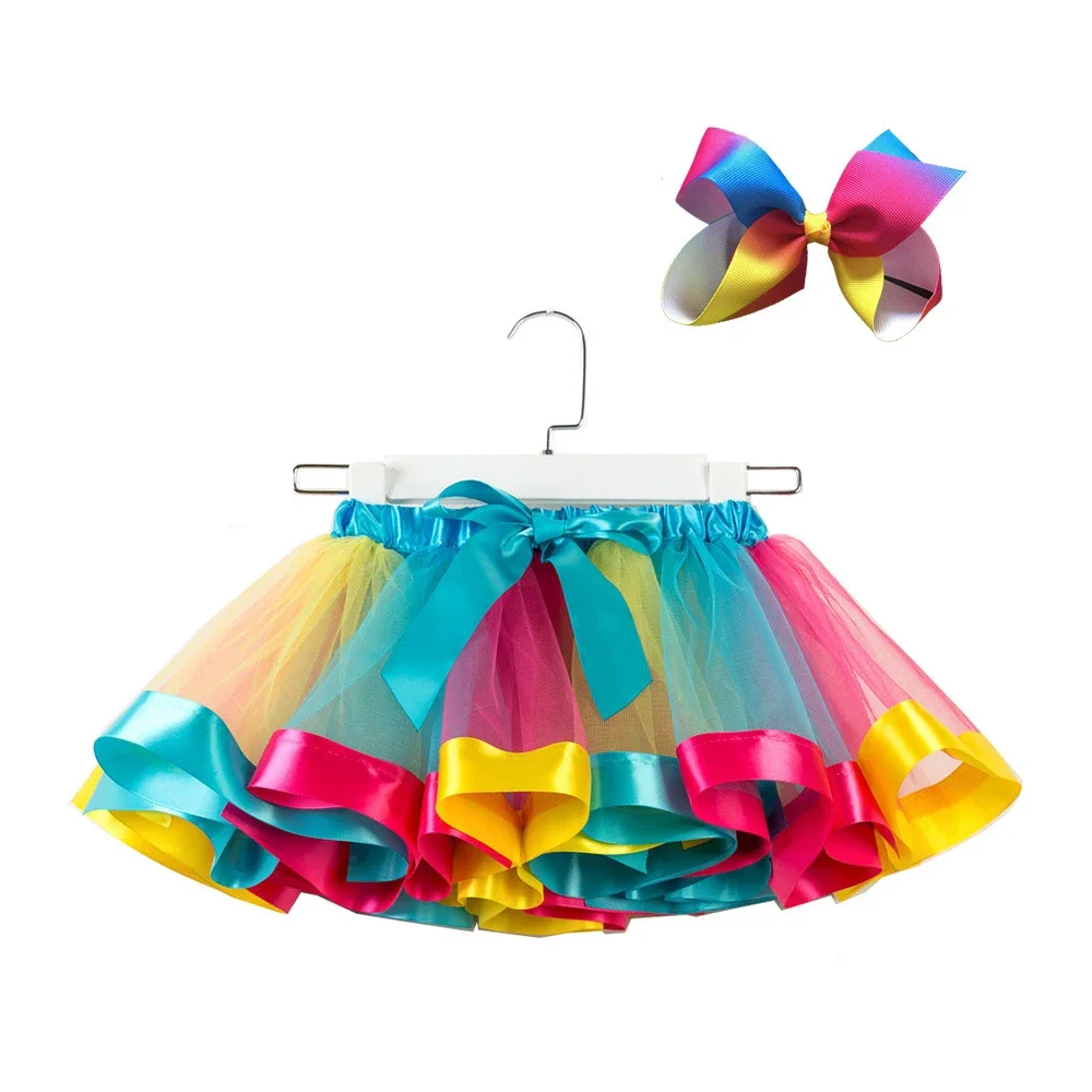 2024 New Tutu Skirt Baby Girls Clothes 12M-8Y Colorful Mini Pettiskirt Kids Party Dance Rainbow Tulle Skirts Children\'s Clothing