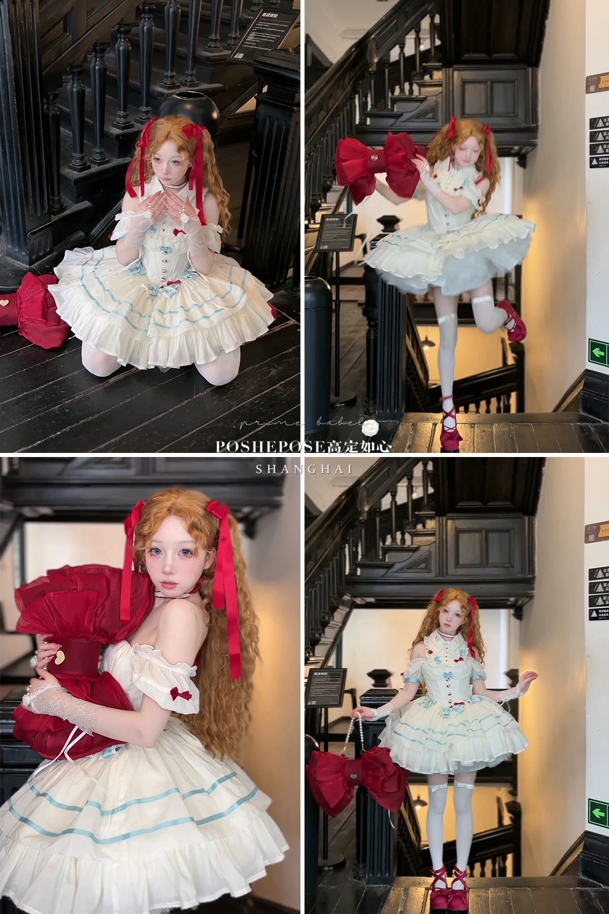 여성용 스윗 오프숄더 퍼프 슬리브 드레스, 새틴 스트라이프 스티칭 화이트 드레스, 블루 리본 장식 슬림 웨이스트 미니 드레스