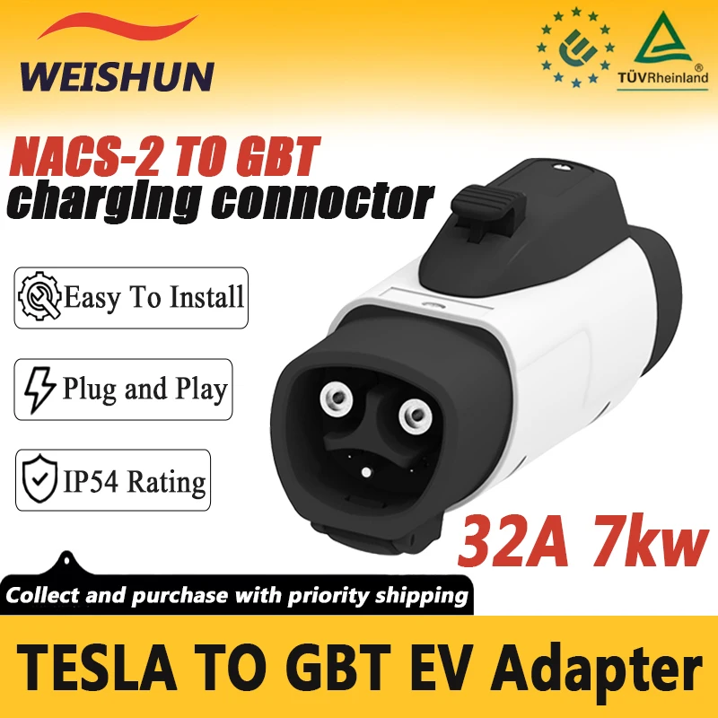 Tesla to GBT Adapter 32A 7kw NACS To GBT Connector For GB/T BYD JAC VW Electric Car Charging