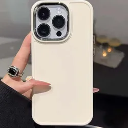 Funda de teléfono con tope de lente electrochapado para iPhone, cubierta trasera de silicona de Color sólido para iPhone 14 Pro Max 13 12 11 15 16 Pro Max X XR XS Max 7 8