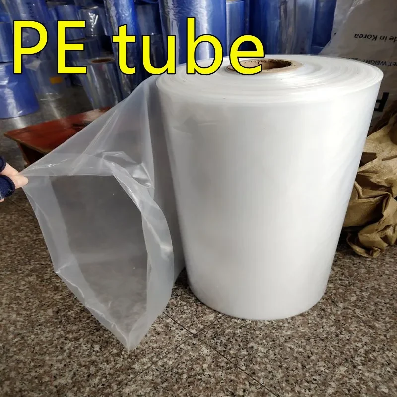 500g 0.2mm PE Heat shrinkable Pipe Clear Membrane Plastic PE hot Shrink Film Packaging Tube Thick Plastic Pack Beer bottle Jar