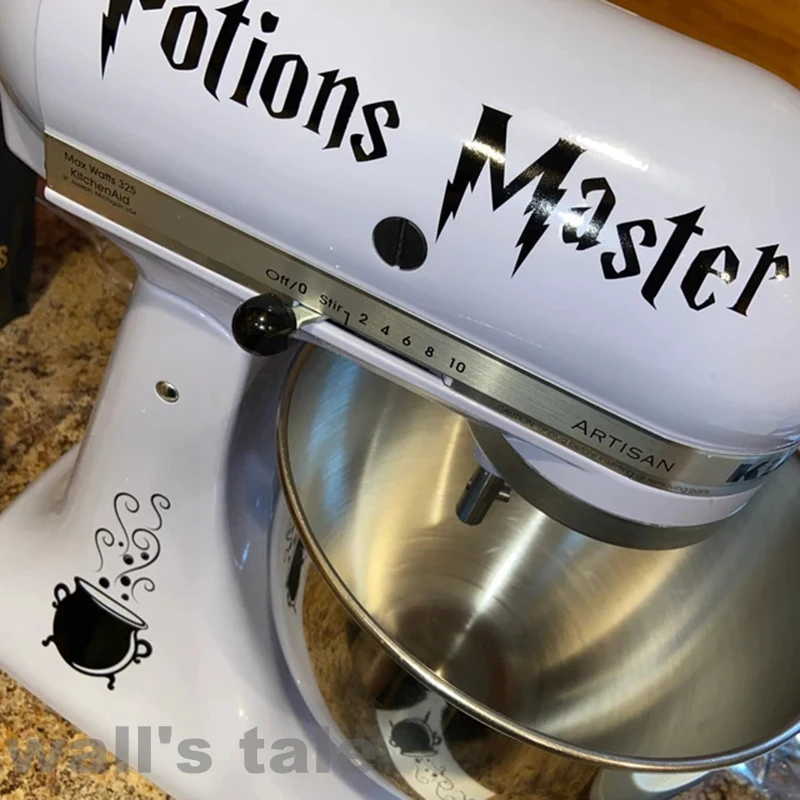 Potions Master Wizard Vinyl Decal For KitchenAid Mixer Decor, Funny Quote Sticker Kitchen Utensils Accessories Decals Decoration