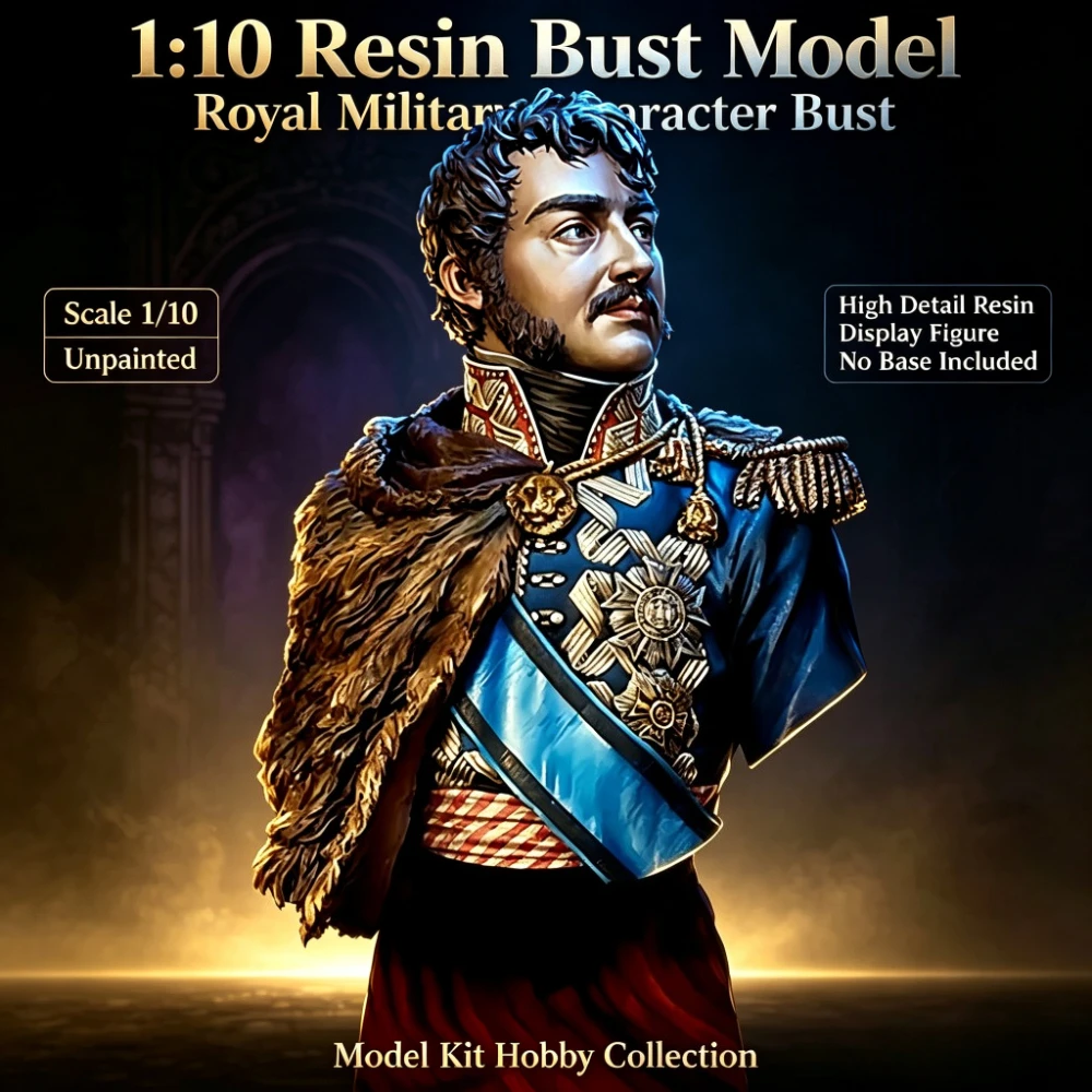 Historical European Noble General Resin Bust 1/10 Unpainted Resin Miniature Military Collector Ornament Without Stand