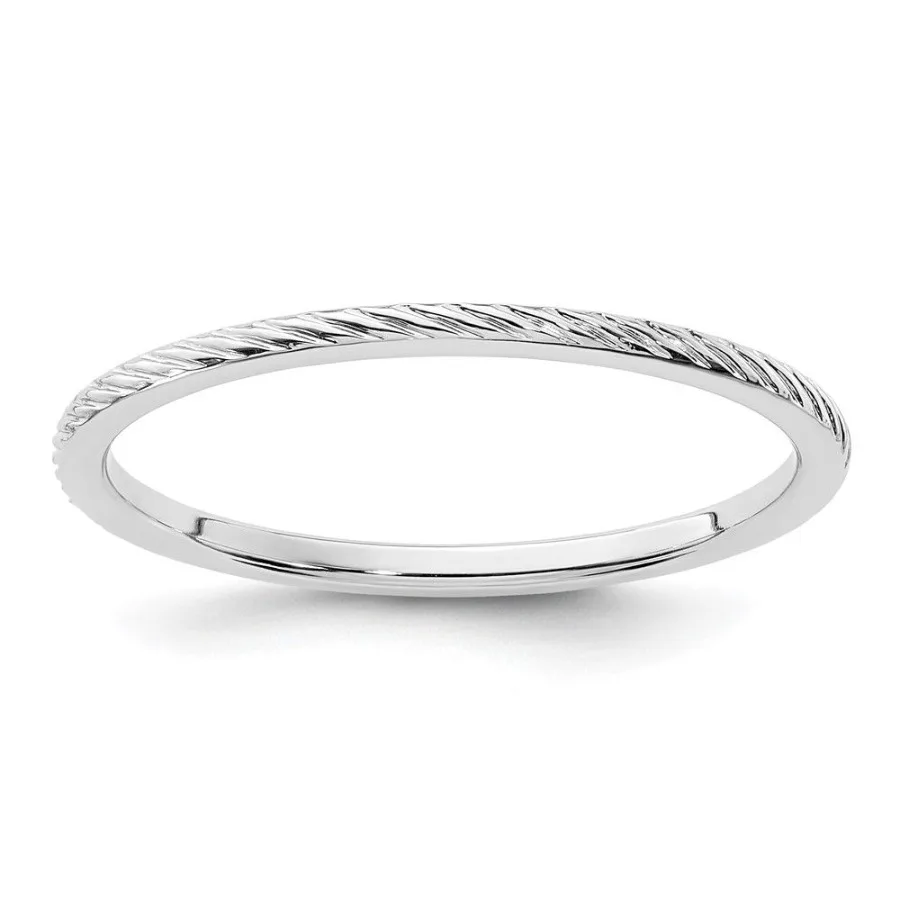 

14K White Gold 1.2mm Twisted Wire Pattern Stackable Band Size 7