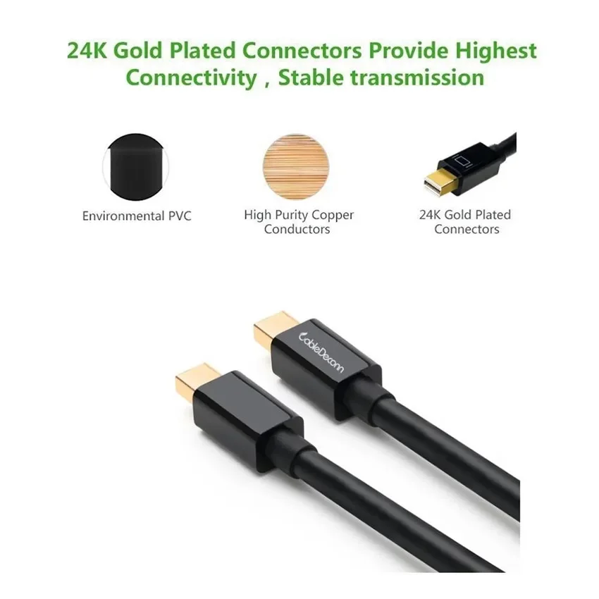 4K/1080p Mini Displayport (Thunderbolt 2 Compatible) Male to male adapter converter miniDP for apple iMac MacBook Pro Air hdtv