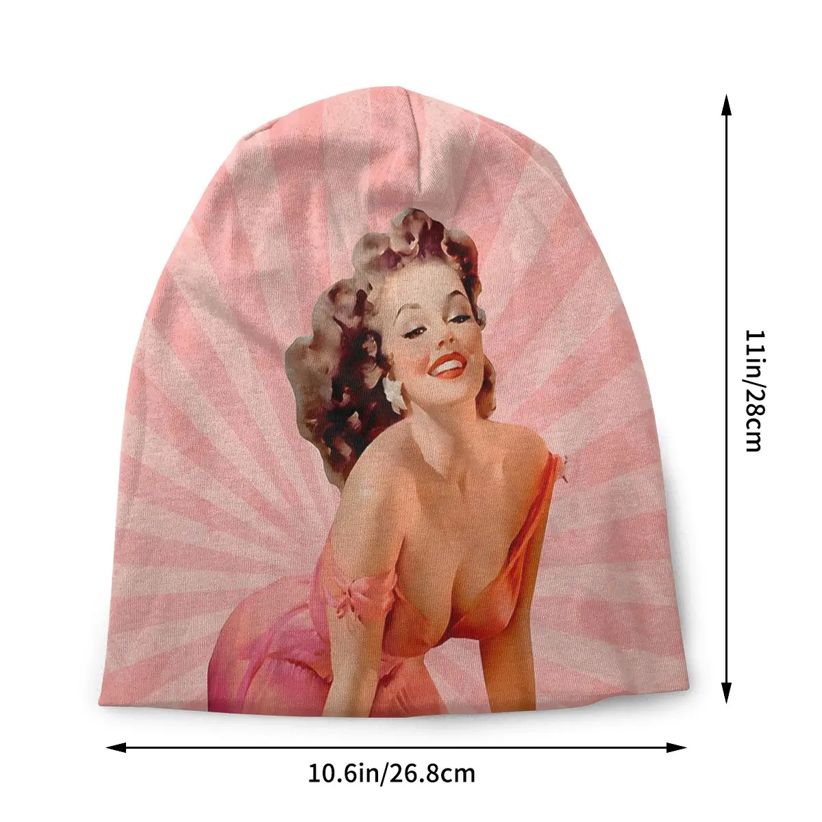 Retro Pin Up Girl Washed Thin Bonnet Windproof Casual Beanies Protection Men Women Hats