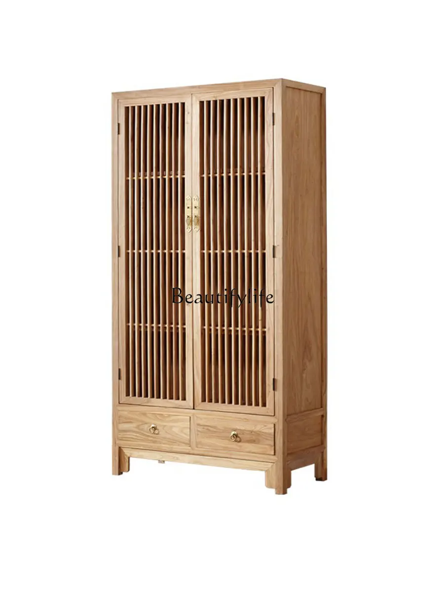 

New Chinese Style Wardrobe Home Bedroom Storage Solid Wood Storage Wooden Closet Old Elm Wardrobe