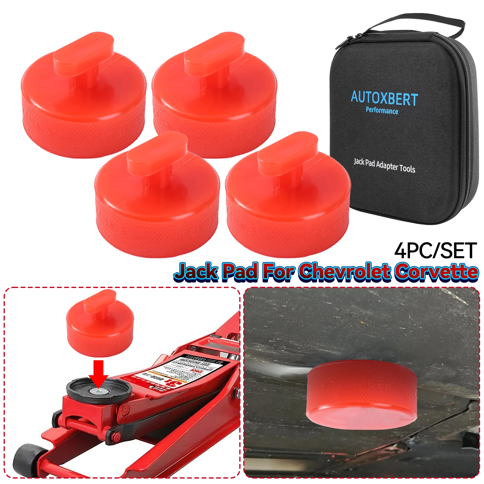 

4x Jack Pad Adapter Polyethylene W/ Storage Case Bag Box Tool Lifting Safe Raise Heavy Duty For Chevrolet Corvette C5 C6 C7 GS Z