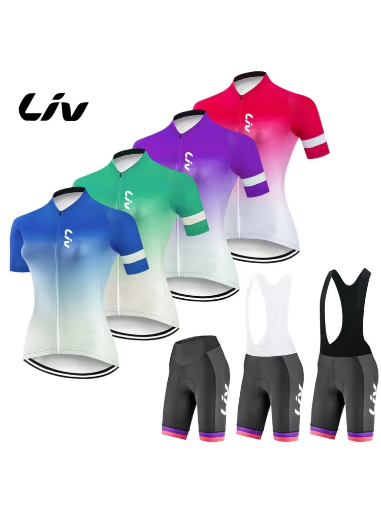 AliExpress NONE LIV  Woman Summer Short Sleeve Cycling Jersey Set MTB Maillot Ropa Ciclismo Bicycle wear Breathable Cycling Clothing bib
