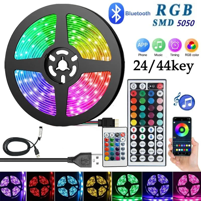 Usb Led Strip Lights App Controle Kleur Veranderende 5050 Rgb Led Licht Flexibele Lamp Tape Voor Kamer Decoratie Tv Backlight