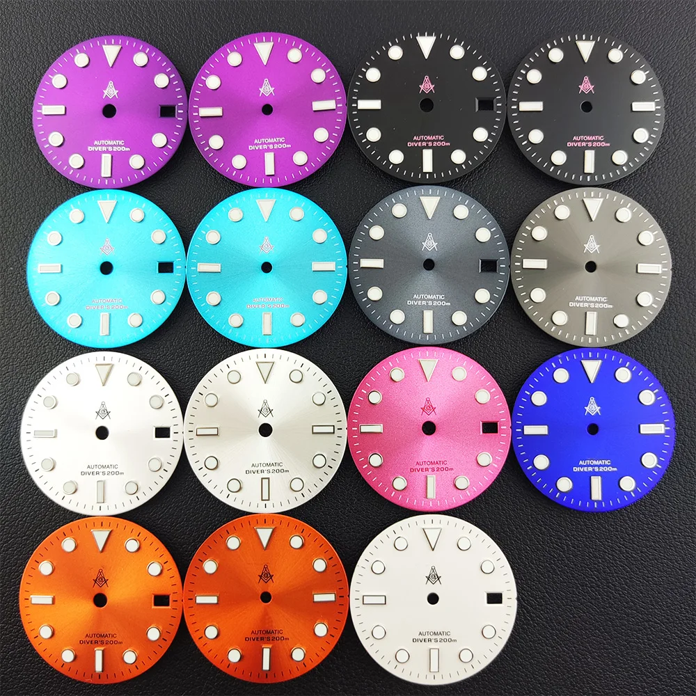 NH series 35 dial Men's watch dial 28.5mm dial Steel DIY Custom logo/name dial suitable for 35 Movment Green luminous