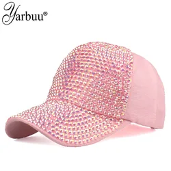 New Korean style trendy full diamond mesh cap baseball cap sunshade outdoor sun hat ins diamond stage peaked cap for women