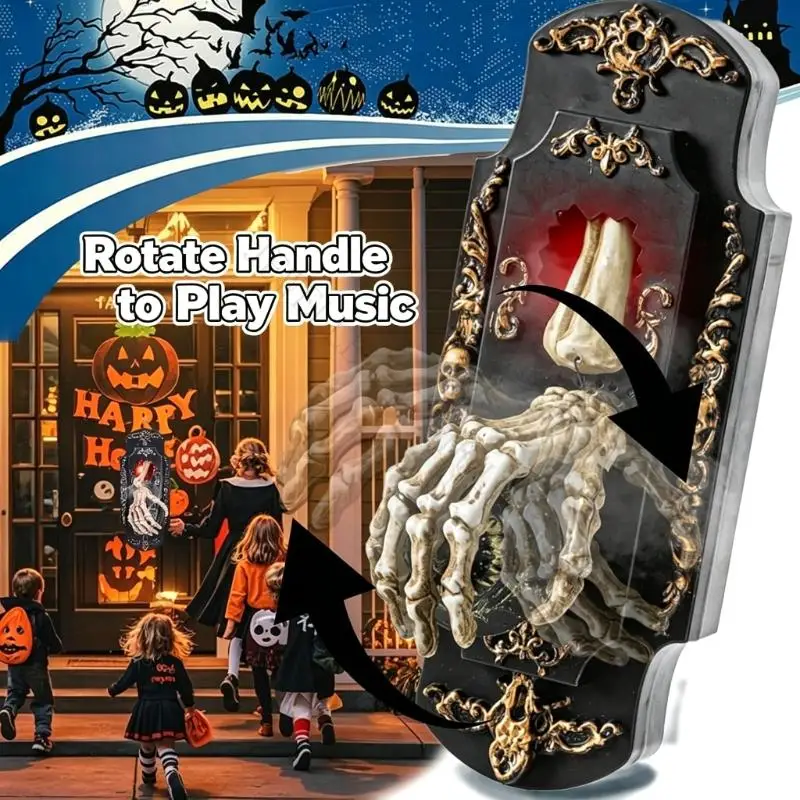 R7UF Halloween Door Prop with Doorbell Control and Activation Wire, Coordinated Fog, Colored Light, and Spooky Sound for