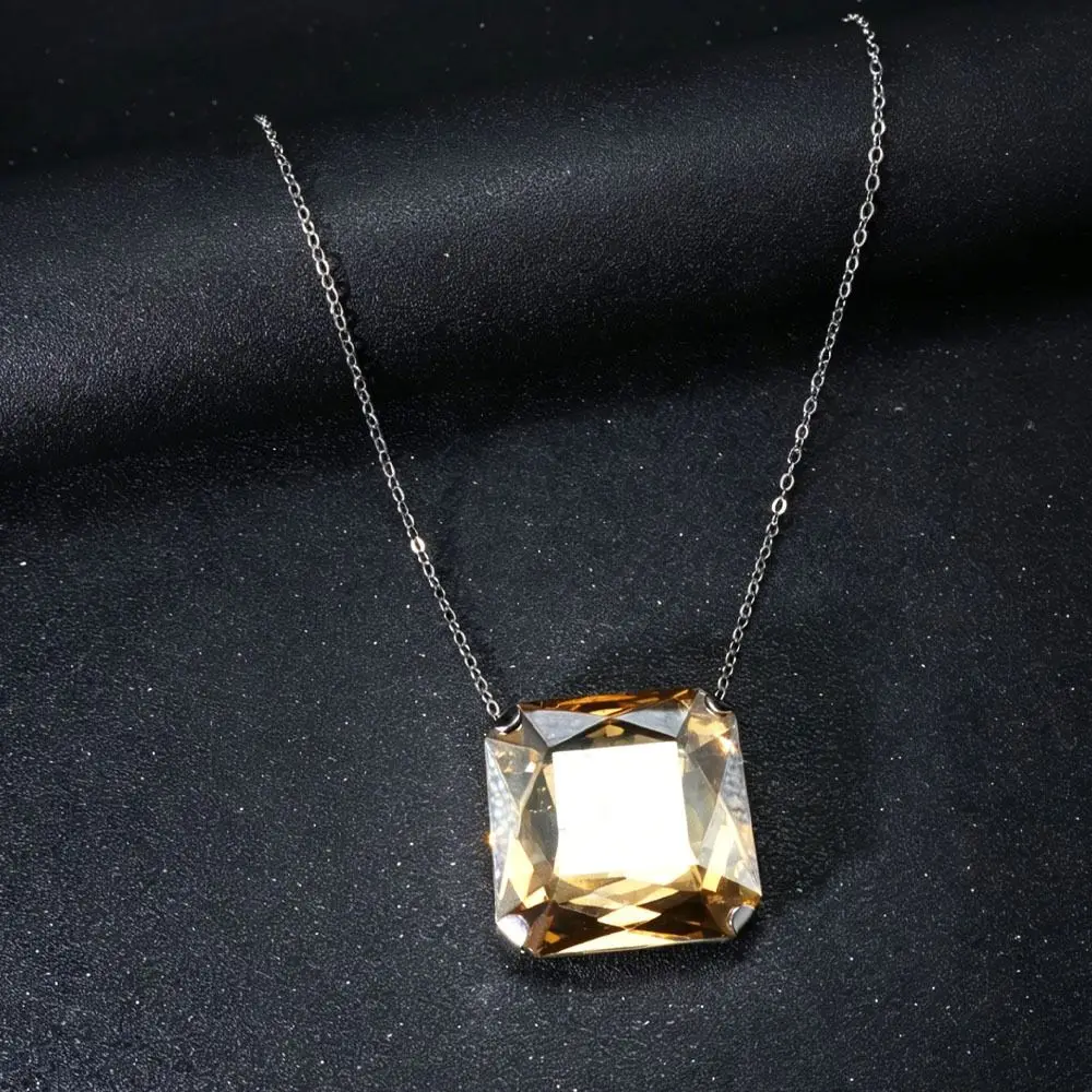 Square Shape Square Rhinestone Pendant Rhinestone Crystal Large Size Vintage Wedding Exaggerated Giant Jewelry Accessories