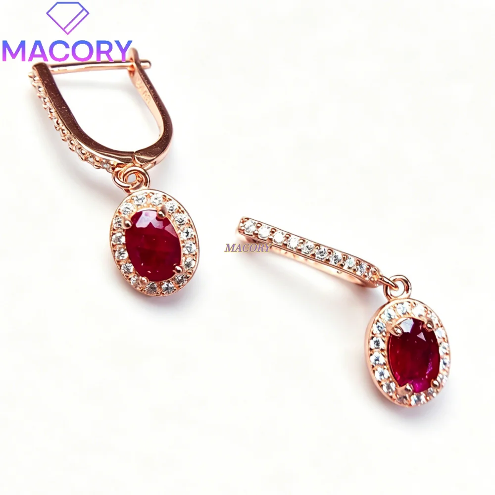 S925 sterling silver ruby earrings delicate and stylish style choice for parties and ceremonies Valentine's Day New Year gifts