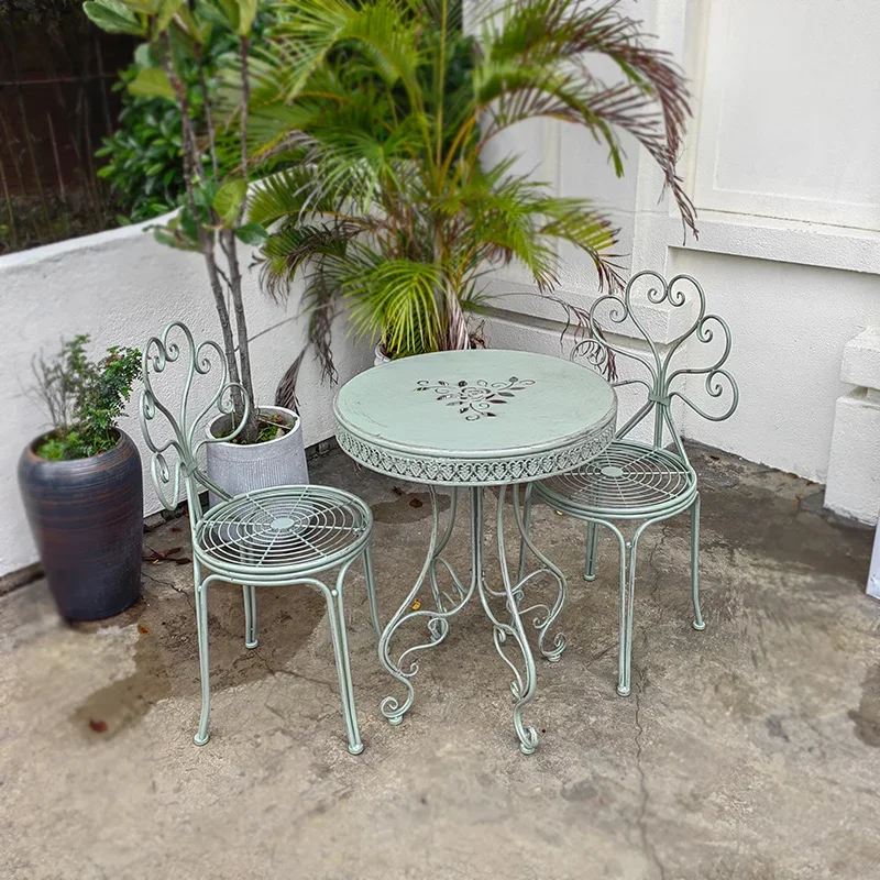 European Iron Outdoor Table Courtyard Balcony Terrace Table Lace Design Garden Furniture Home Decoration Small Coffee Table