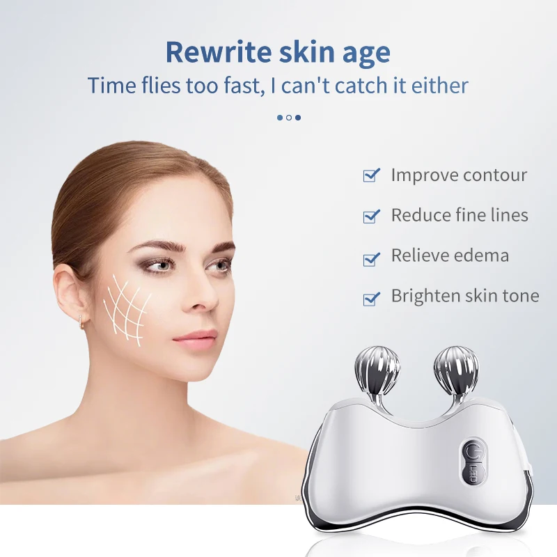 บอร์ด Guasha แขวนหน้างาม 2 360 °   ลูกกลิ้งหมุน Chin Lift นวดจําลอง Ems Roller Massager สําหรับการดูแลส่วนบุคคล