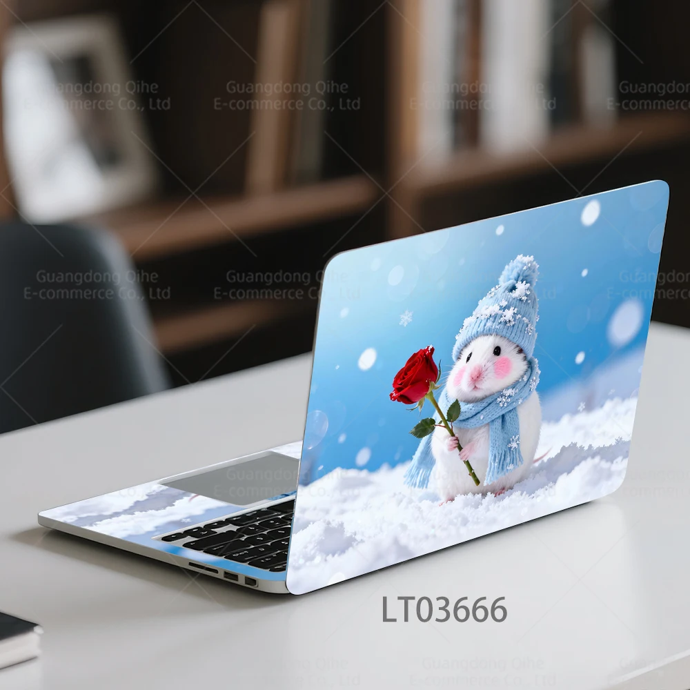 2 Sheets Self-adhesive PVC Notebook Stickers, Winter Lovely Pets with Special Scenery, Waterproof Scratch-proof
