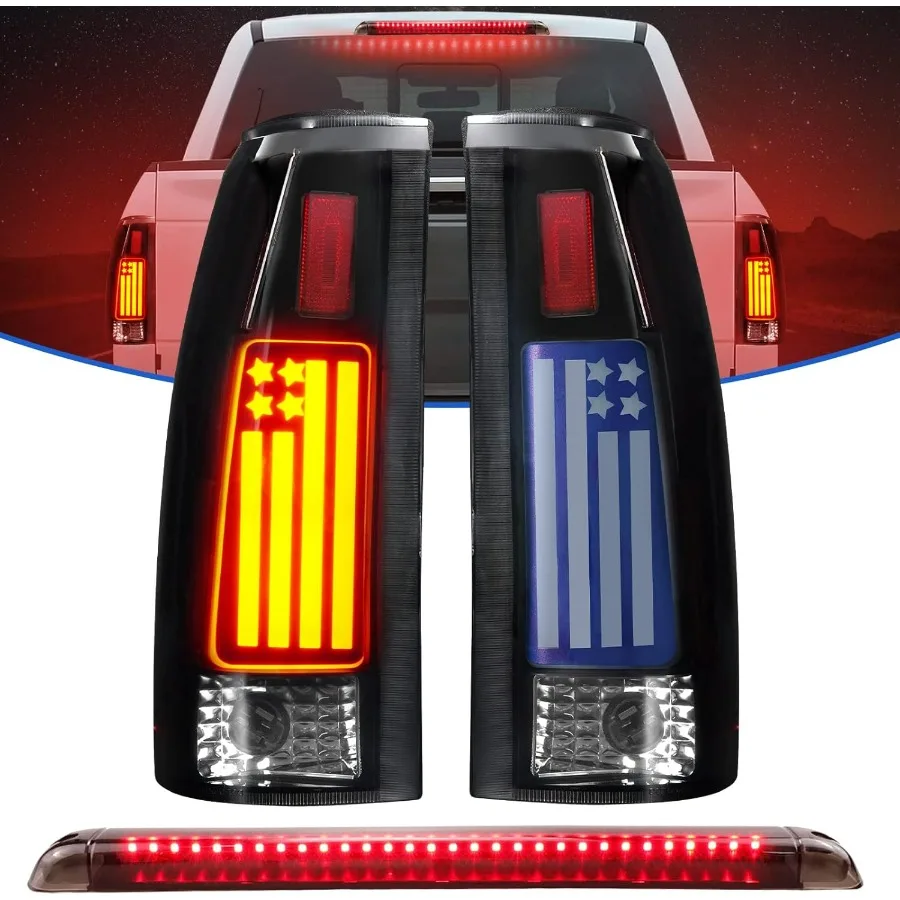 

LED Tail Lights + 3rd Brake Light Fit for Chevy/for GMC C/K 1500 2500 Suburban 1992-1999, for Tahoe 1995-1999, for Yukon 1992-19