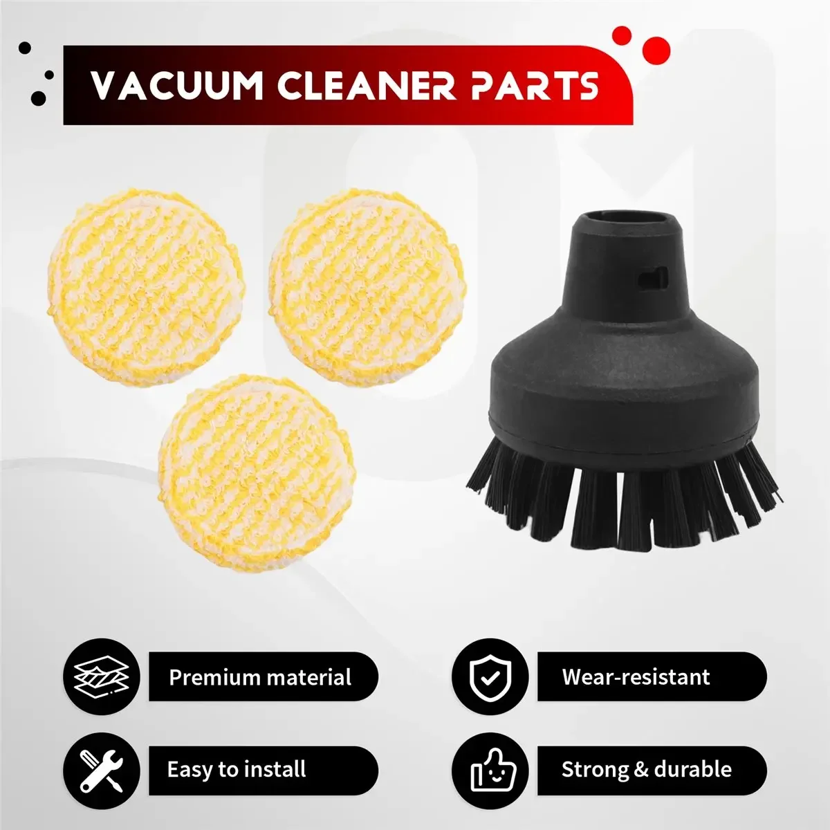 (ABZD) Accesorios para limpiador a vapor Karcher SC2 SC3 SC4 SC5, cepillo redondo grande, cubierta para vaporizador, paño de mic