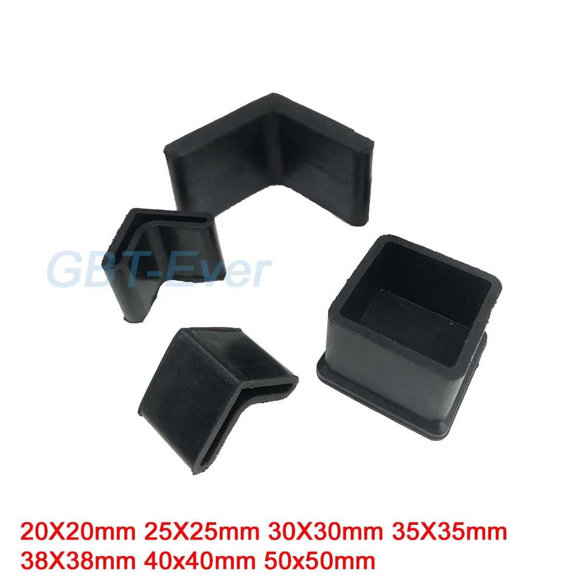 

1/5/10Pcs 20/25/30/35/38/40/50mm Square Natural Rubber Chair Table Feet Pipe Tubing End Cover Caps Floor Protection Pads