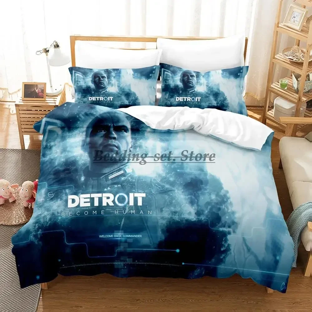 Detroit become human Bedding Set Single Twin Full Queen King Size Bed Set Aldult Kid Bedroom Duvetcover Sets Game Bed Sheet Set