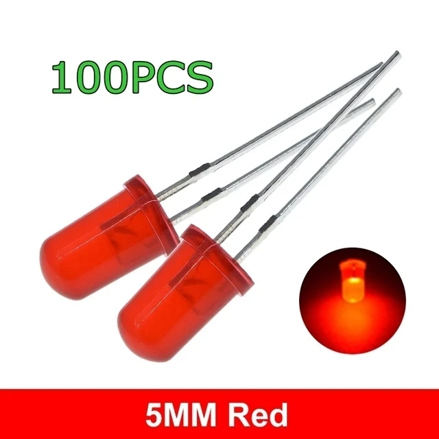 Funeng 5 Kleuren 20Pcs = 100Pcs F5 5Mm Ronde Geel Wit Rood Groen Blauw Diffuus Ronde Dip diode Led Lamp Licht