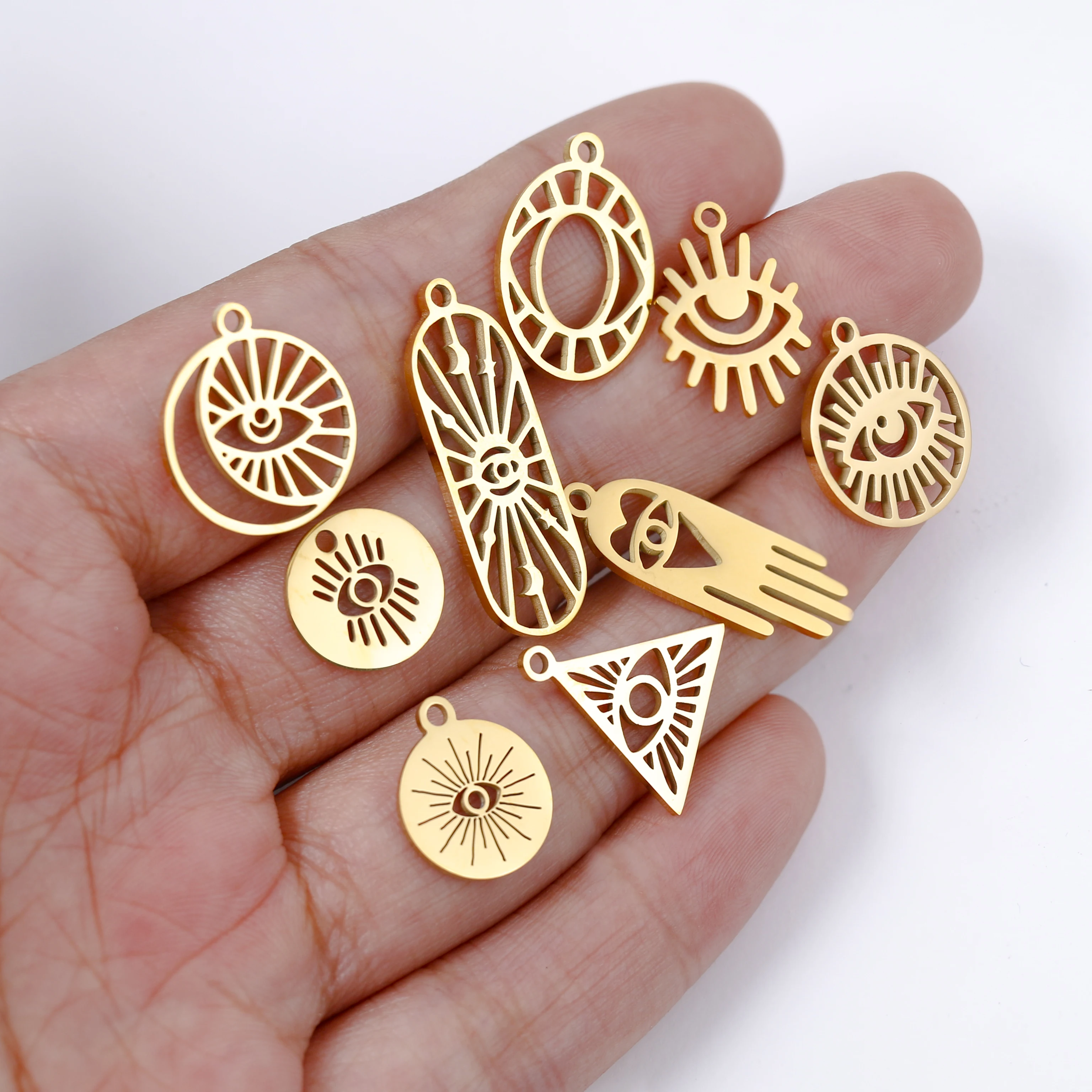 5pcs/Lot Stainless Steel Charms The Devil\'s Eye Pendant For Making Findings DIY Necklace Bracelet Earrings Jewelry Accessories