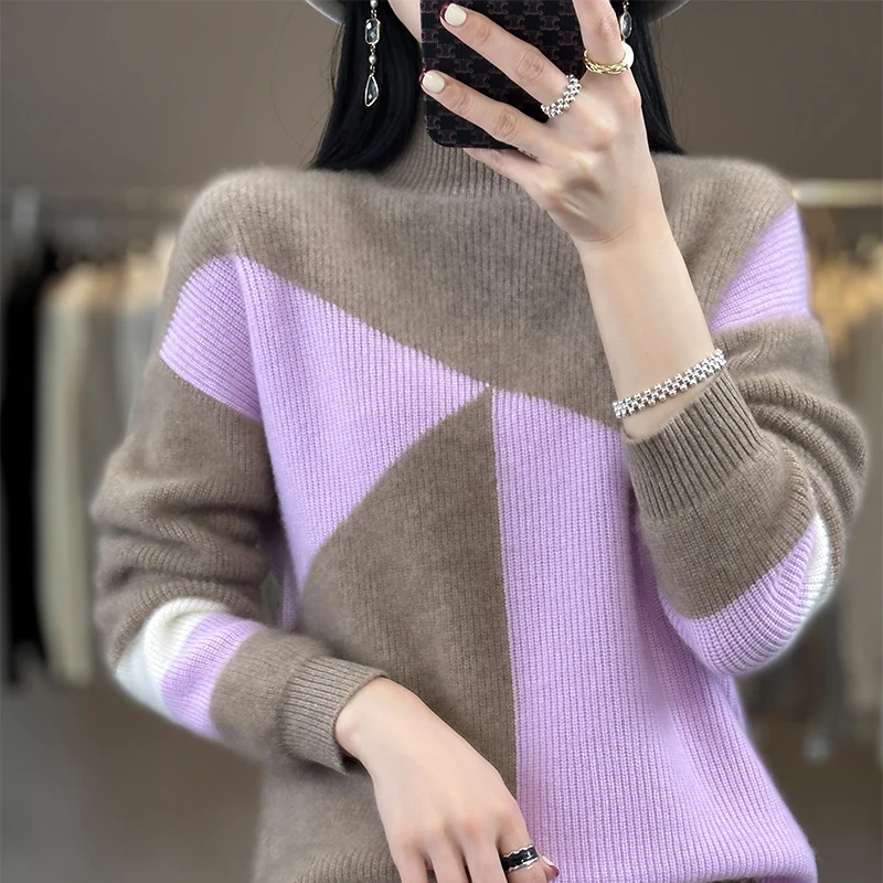 100% Wool Cashmere Sweater Women Loose Casual Knitted Round Neck Pullover 2023 New High Quality Autumn And Winter Sweater