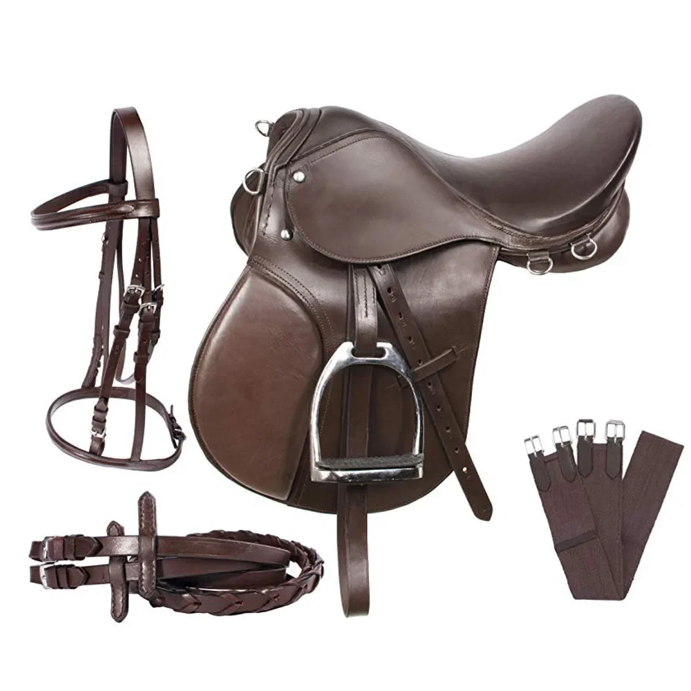 New Top Quality Brown High Quality Genuine Leather All Purpose Horse Riding English Saddle set/kit